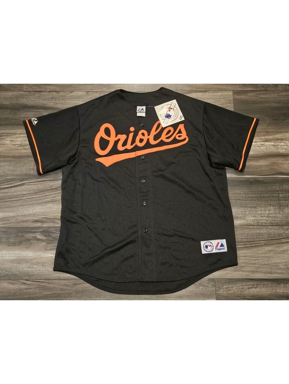 Majestic Mens Baltimore Orioles Jersey Black XXL Button MLB Genuine VTG